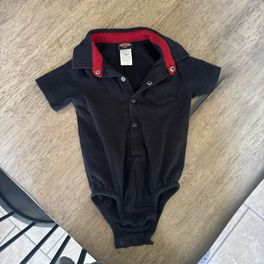 Harley-Davidson Black Baby One-Piece with White & Red Logo